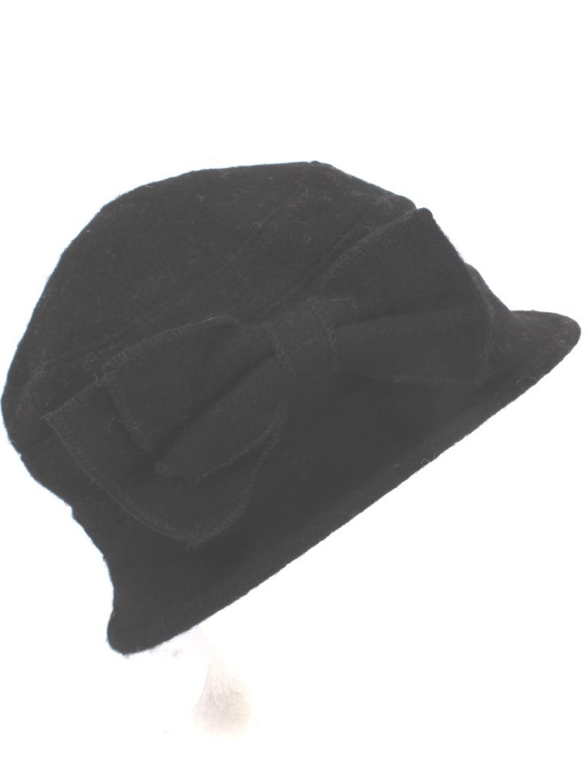 Soft 100% wool  hat w bow black Style: HS/4240BLK image 0